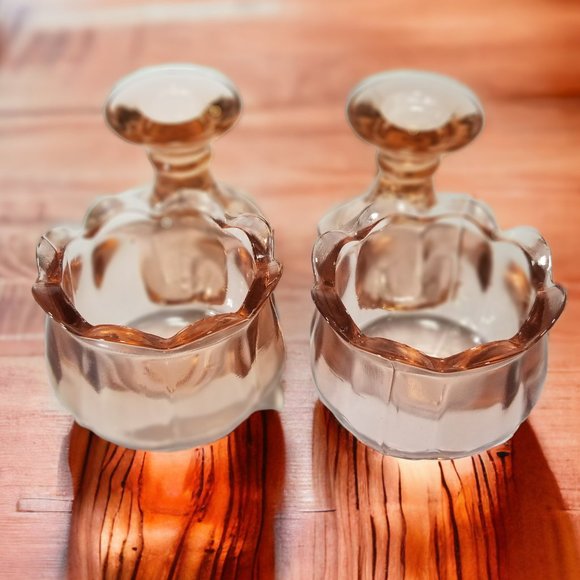 Rare Tulip Shape Pink Glass Candlestick Votive Taper Candle Holders 4-pcs set - Picture 3 of 6